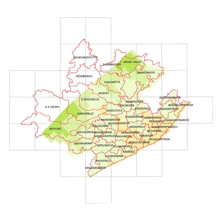 Storm surge inundation map for cyclone with wind speed 